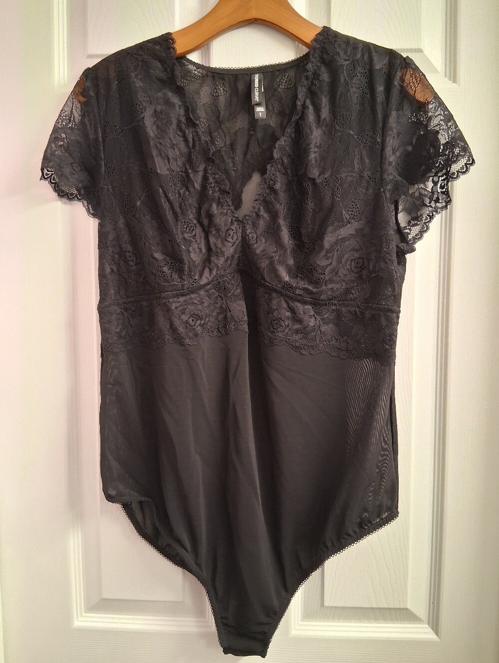 Torrid Curve Black Lace And Sheer Bodysuit 1X